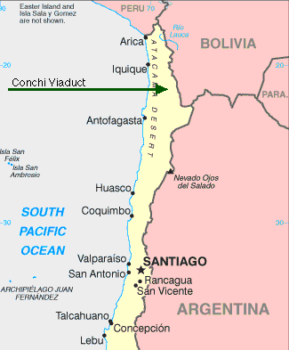 Map showing location of the Conchi Viaduct.